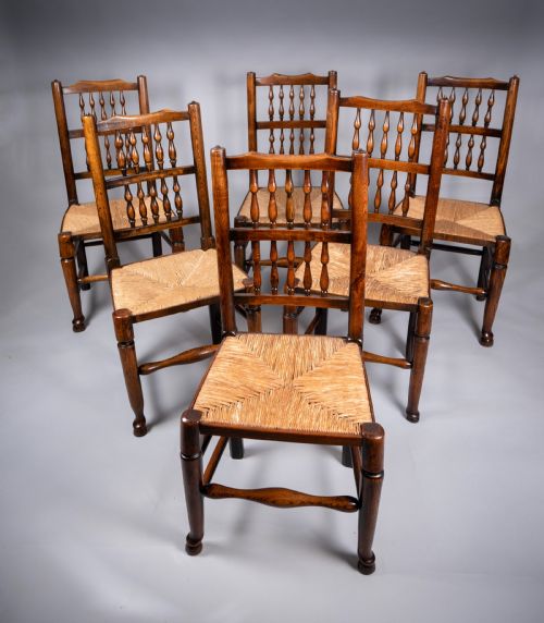 set of six georgian lancashire spindleback ash elm dining chairs - CATEGORY: ANTIQUE CHAIRS - DATED GEORGIAN