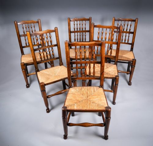 SET OF SIX GEORGIAN LANCASHIRE SPINDLEBACK ASH ELM DINING CHAIRS - ADDITIONAL PHOTO 9