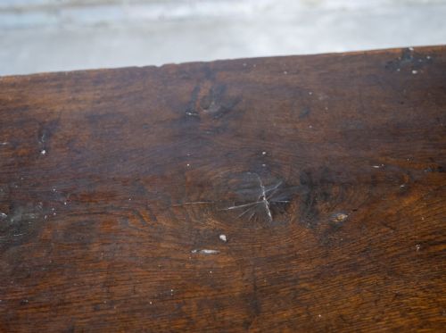 CHARLES II 17TH CENTURY CARVED THREE PANEL OAK COFFER CHEST C1680 - ADDITIONAL PHOTO 6