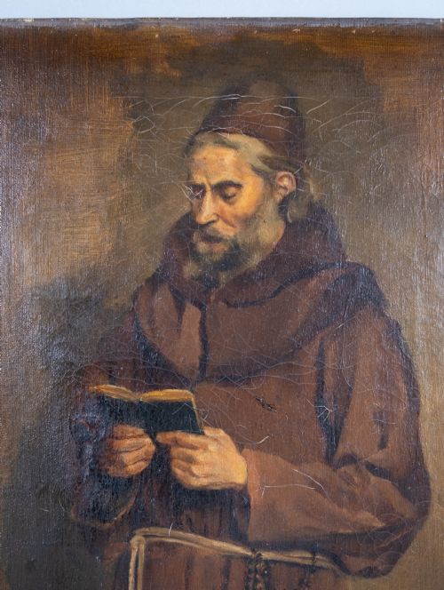 19TH CENTURY OIL ON CANVAS THE FRIAR - ADDITIONAL PHOTO 3