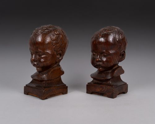 PAIR 19TH CENTURY OAK CHORISTER CHOIR NEWEL POST CAPS - ADDITIONAL PHOTO 7