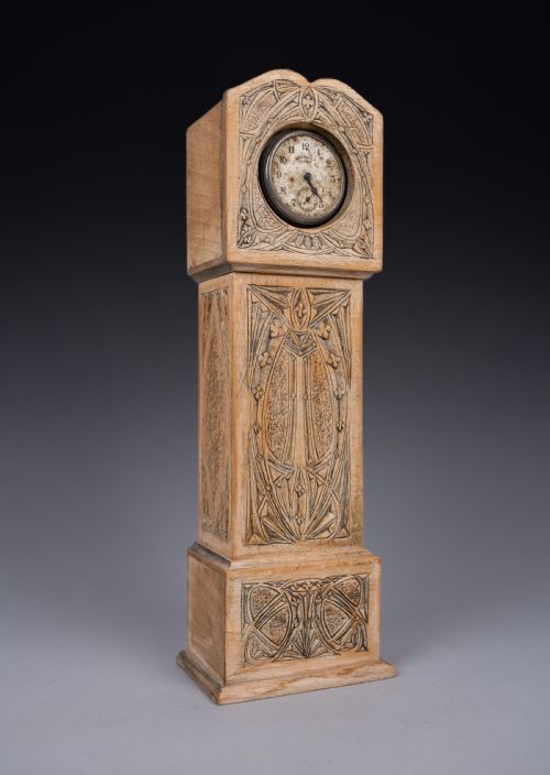 Folk Art Carved Grandfather Clock Pocket Watch Holder