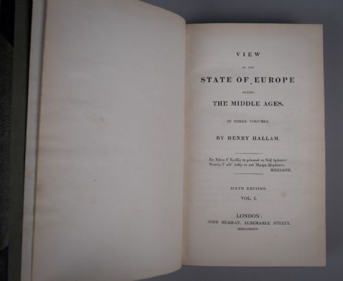 1834 VIEW OF THE STATE OF EUROPE DURING THE MIDDLE AGES BY HENRY HALLAM 3 BOOK SET - ADDITIONAL PHOTO 6