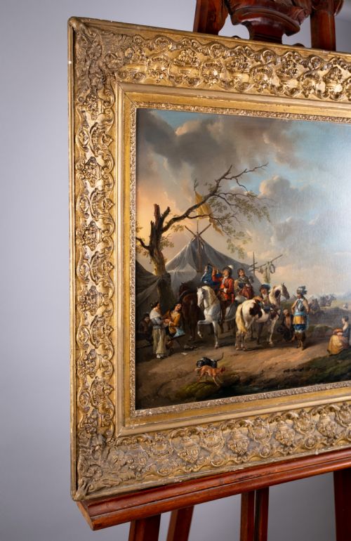 FOLLOWER OF PHILIPS WOUWERMAN 16191668 A MILITARY CAMP 18TH CENTURY OIL ON CANVAS - ADDITIONAL PHOTO 12