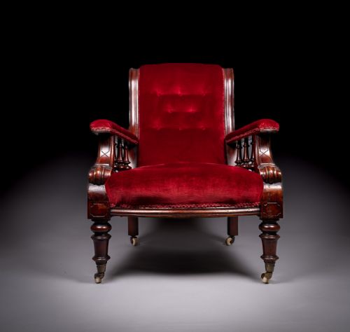 19th century mahogany reading library chair - CATEGORY: ANTIQUE CHAIRS - DATED VICTORIAN