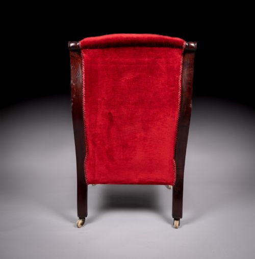 19TH CENTURY MAHOGANY READING LIBRARY CHAIR - ADDITIONAL PHOTO 5