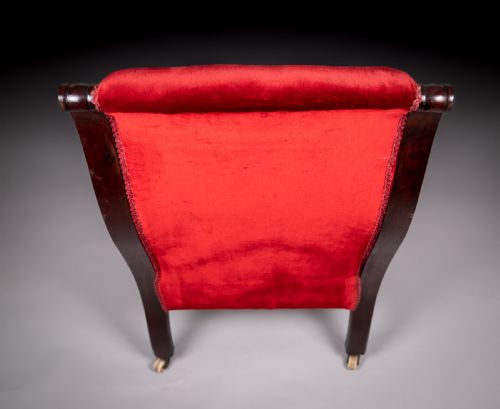 19TH CENTURY MAHOGANY READING LIBRARY CHAIR - ADDITIONAL PHOTO 6