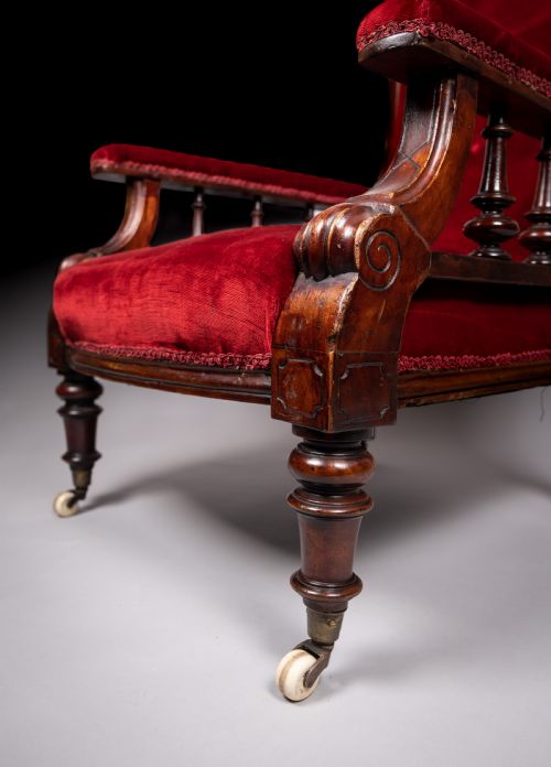 19TH CENTURY MAHOGANY READING LIBRARY CHAIR - ADDITIONAL PHOTO 7