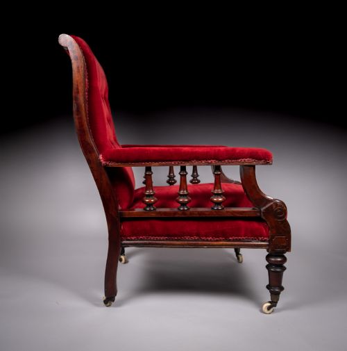 19TH CENTURY MAHOGANY READING LIBRARY CHAIR - ADDITIONAL PHOTO 8