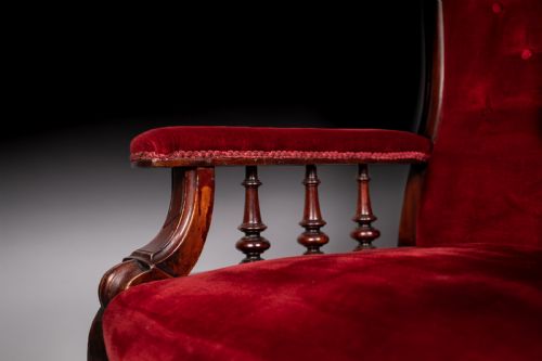 19TH CENTURY MAHOGANY READING LIBRARY CHAIR - ADDITIONAL PHOTO 9