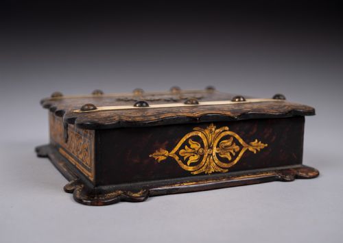 19TH CENTURY FRENCH BOULLE STYLE PAPIER MACHE JEWELLERY BOX - ADDITIONAL PHOTO 10