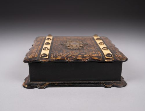 19TH CENTURY FRENCH BOULLE STYLE PAPIER MACHE JEWELLERY BOX - ADDITIONAL PHOTO 11