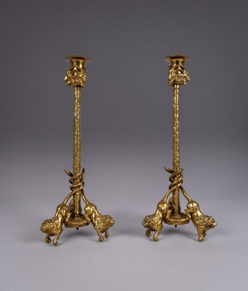 PAIR OF GILT BRONZE FRENCH CANDLESTICKS C1900 - ADDITIONAL PHOTO 1
