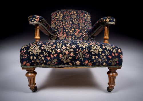 HOWARD STYLE WALNUT OPEN ARMCHAIR C1880 STAMPED - ADDITIONAL PHOTO 8