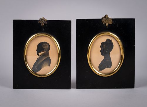 near pair of georgian bronzed silhouettes - CATEGORY: ANTIQUE MISCELLANEOUS - DATED GEORGIAN