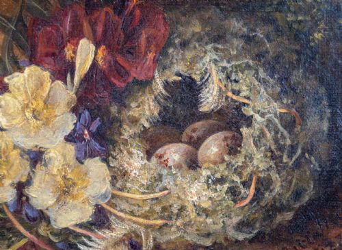 'EMBLEMS OF SPRING' BY LAURA MIAS 1881 OIL ON CANVAS - ADDITIONAL PHOTO 1