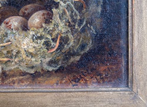 'EMBLEMS OF SPRING' BY LAURA MIAS 1881 OIL ON CANVAS - ADDITIONAL PHOTO 2