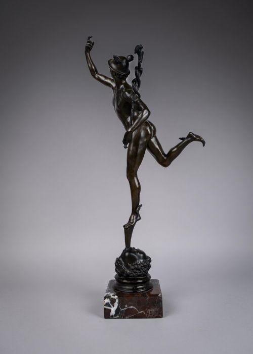 LARGE GRAND TOUR BRONZE OF MERCURY AFTER GIAMBOLOGNA FOUNDRY OF GEORGIO SOMMER - ADDITIONAL PHOTO 4