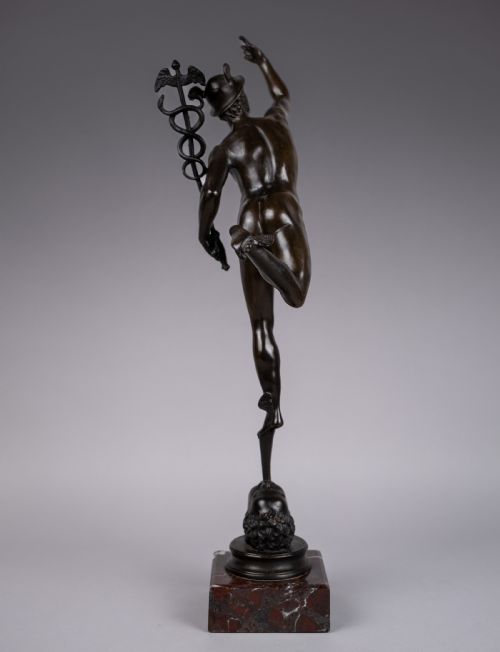 LARGE GRAND TOUR BRONZE OF MERCURY AFTER GIAMBOLOGNA FOUNDRY OF GEORGIO SOMMER - ADDITIONAL PHOTO 6