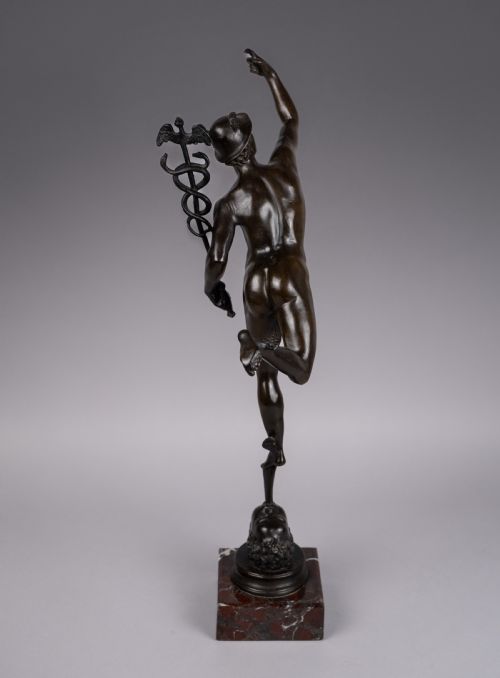 LARGE GRAND TOUR BRONZE OF MERCURY AFTER GIAMBOLOGNA FOUNDRY OF GEORGIO SOMMER - ADDITIONAL PHOTO 7