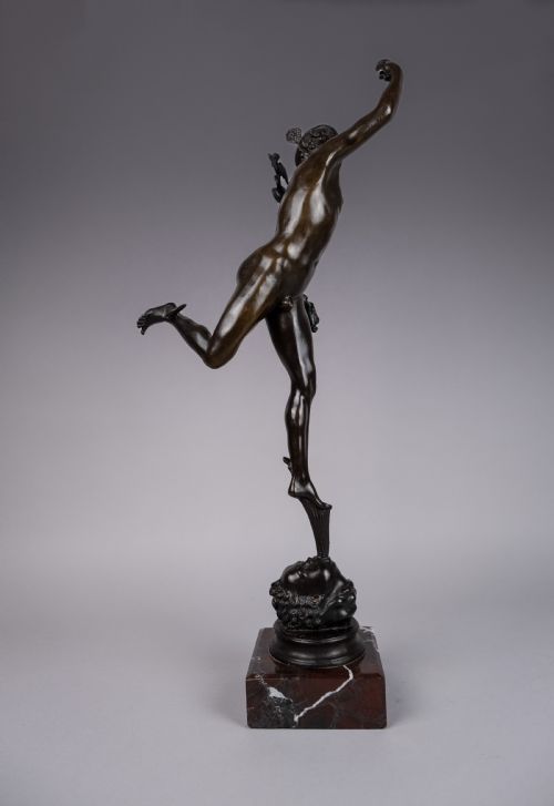 LARGE GRAND TOUR BRONZE OF MERCURY AFTER GIAMBOLOGNA FOUNDRY OF GEORGIO SOMMER - ADDITIONAL PHOTO 11