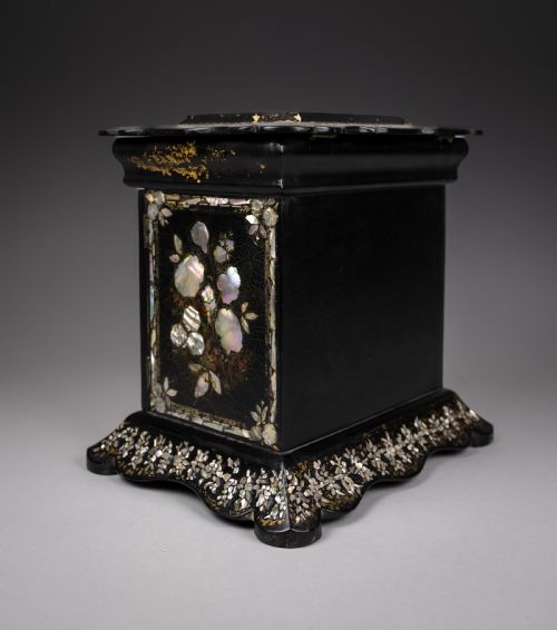 FINE MOTHER OF PEARL ABALONE EBONISED PAPIERMACHE JEWELLERY CABINET C1850 - ADDITIONAL PHOTO 13