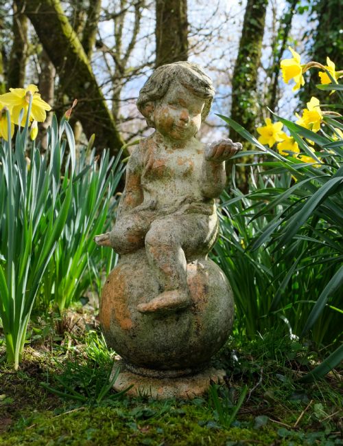 early 20th century terracotta garden cherub - CATEGORY: ANTIQUE CERAMICS - DATED EDWARDIAN