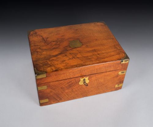 VICTORIAN WALNUT BRASS WRITING SLOPE - ADDITIONAL PHOTO 1