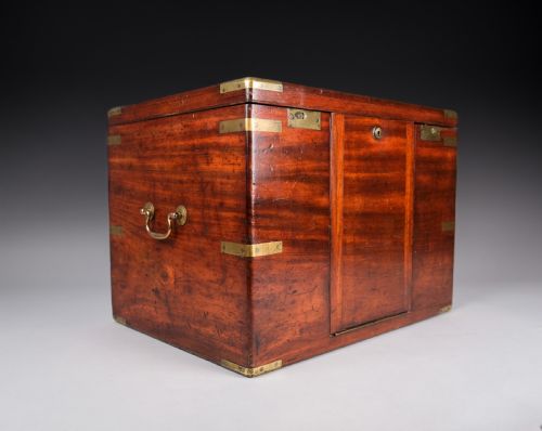 unusual 19th century mahogany campaign box chest - CATEGORY: ANTIQUE CHESTS - DATED 19TH CENTURY