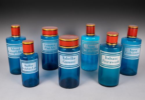 SET OF LARGE 19TH CENTURY BLUE GLASS APOTHECARY JARS - ADDITIONAL PHOTO 1
