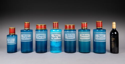 SET OF LARGE 19TH CENTURY BLUE GLASS APOTHECARY JARS - ADDITIONAL PHOTO 2