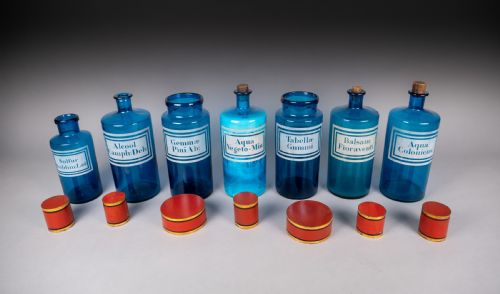 SET OF LARGE 19TH CENTURY BLUE GLASS APOTHECARY JARS - ADDITIONAL PHOTO 3