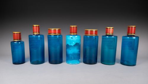 SET OF LARGE 19TH CENTURY BLUE GLASS APOTHECARY JARS - ADDITIONAL PHOTO 8