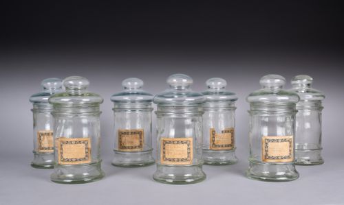 set of victorian glass apothecary sweet jars - CATEGORY: ANTIQUE GLASS - DATED VICTORIAN