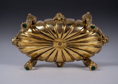 LARGE GILT BRONZE INKWELL WITH HOUND MONOPEDIC LION LEGS - ADDITIONAL PHOTO 10