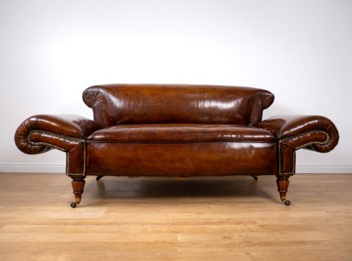 VICTORIAN DOUBLE DROPEND CHESTERFIELD LEATHER SOFA BY ROBERTSON COLEMAN LTD NORWICH - ADDITIONAL PHOTO 2