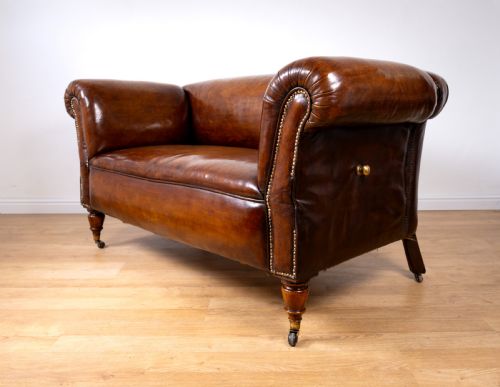VICTORIAN DOUBLE DROPEND CHESTERFIELD LEATHER SOFA BY ROBERTSON COLEMAN LTD NORWICH - ADDITIONAL PHOTO 11