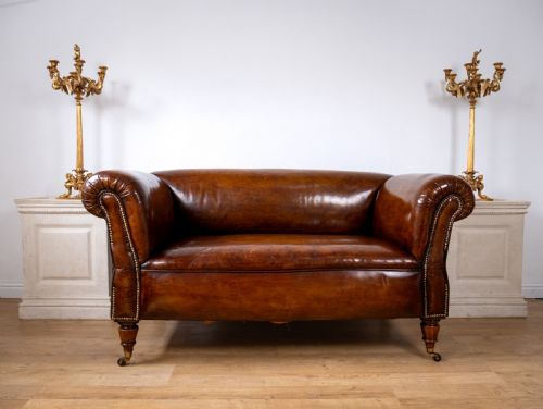VICTORIAN DOUBLE DROPEND CHESTERFIELD LEATHER SOFA BY ROBERTSON COLEMAN LTD NORWICH - ADDITIONAL PHOTO 14