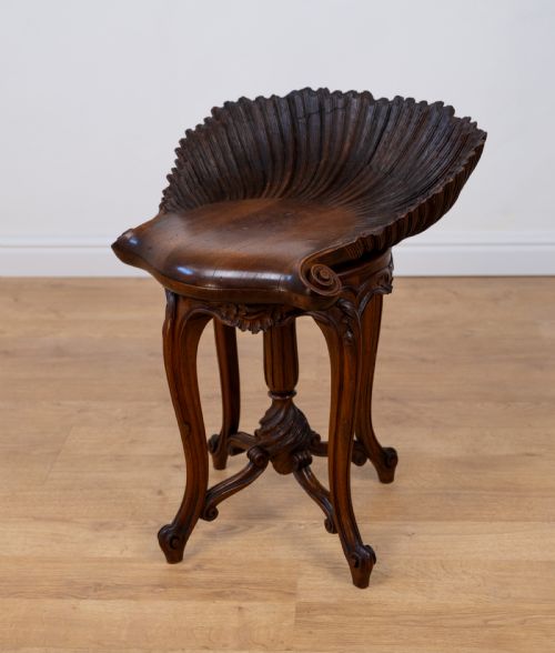 LATE 19TH CENTURY VENETIAN WALNUT GROTTO STOOL - ADDITIONAL PHOTO 2