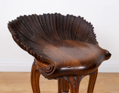 LATE 19TH CENTURY VENETIAN WALNUT GROTTO STOOL - ADDITIONAL PHOTO 3