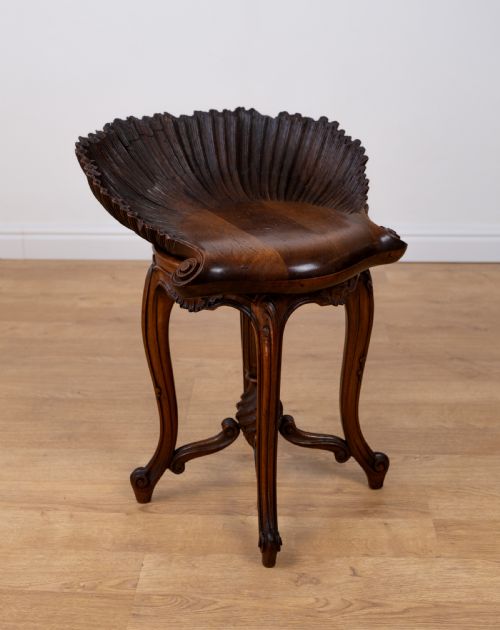 LATE 19TH CENTURY VENETIAN WALNUT GROTTO STOOL - ADDITIONAL PHOTO 8