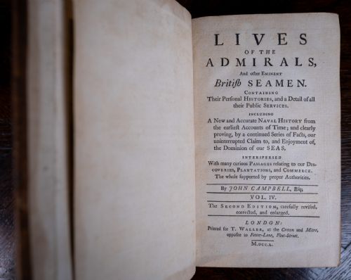 1750 LIVES OF THE ADMIRALS BY JOHN CAMPBELL FOUR VOLUME SET - ADDITIONAL PHOTO 10