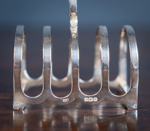 PAIR OF ART DECO STERLING SILVER TOAST RACKS BY SYNYER BEDDOES 1926 - ADDITIONAL PHOTO 2