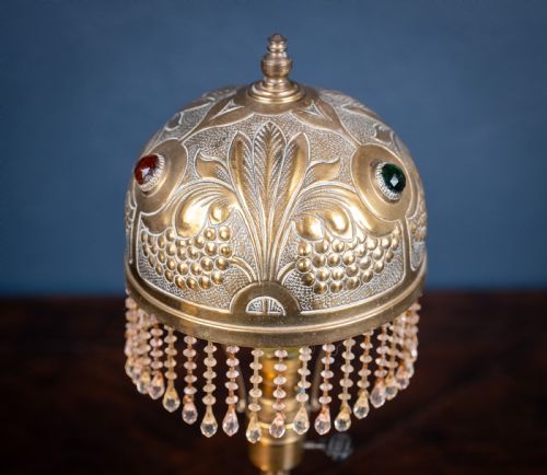 ART NOUVEAU JEWELLED BRASS PULLMAN'S CARRIAGE LAMP - ADDITIONAL PHOTO 5