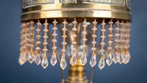 ART NOUVEAU JEWELLED BRASS PULLMAN'S CARRIAGE LAMP - ADDITIONAL PHOTO 11