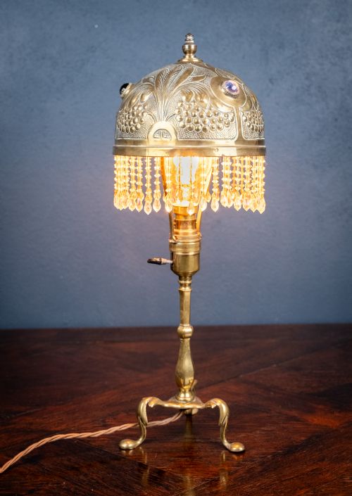 ART NOUVEAU JEWELLED BRASS PULLMAN'S CARRIAGE LAMP - ADDITIONAL PHOTO 14