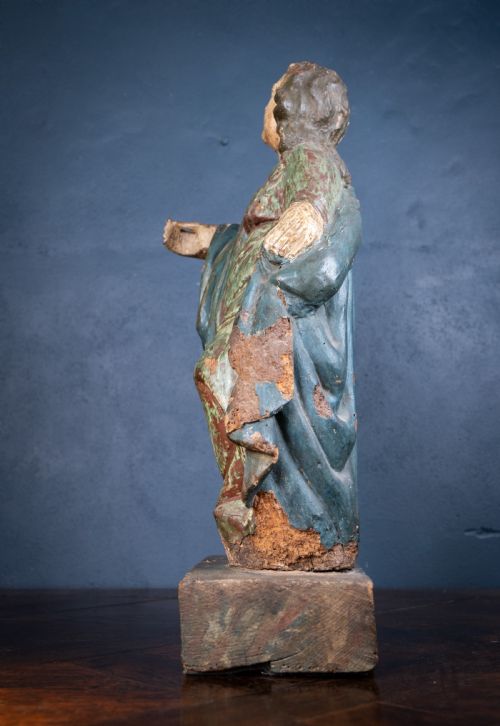 LATE 17TH EARLY 18TH CENTURY POLYCHROME CARVED WOODEN FIGURE OF THE MADONNA - ADDITIONAL PHOTO 6