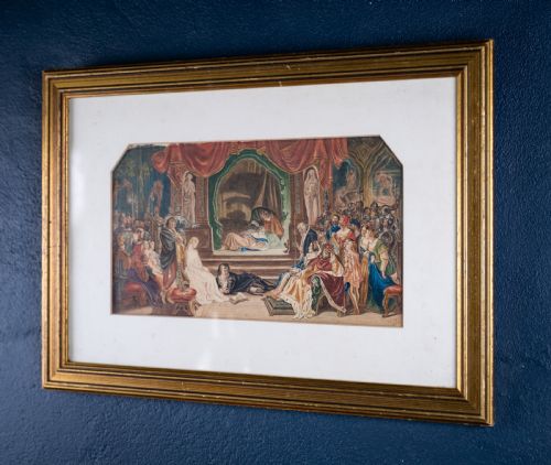 AFTER DANIEL MACLISE IRISH 18061870 'THE PLAY SCENE FROM HAMLET' WATERCOLOUR DATED 1858 - ADDITIONAL PHOTO 8