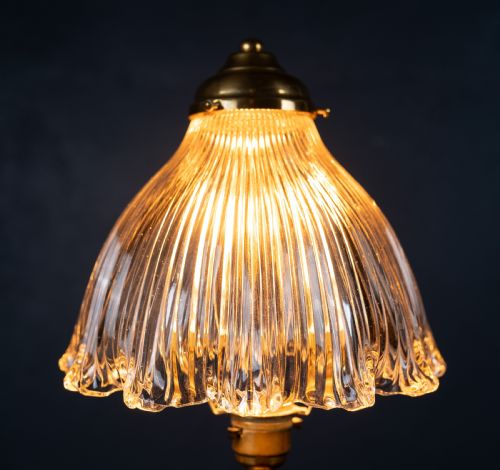 BRASS PULLMAN'S CARRIAGE LAMP WITH GLASS SHADE C1910 - ADDITIONAL PHOTO 2
