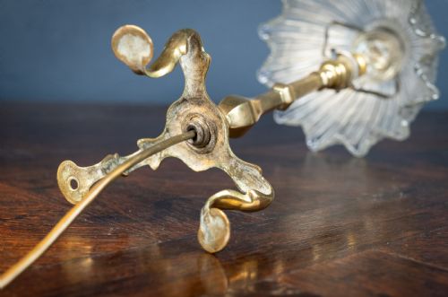 BRASS PULLMAN'S CARRIAGE LAMP WITH GLASS SHADE C1910 - ADDITIONAL PHOTO 8